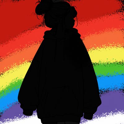 realistic girl with a oversized sweatshirt on and a bun