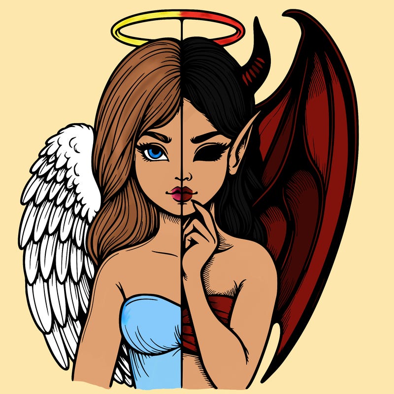 realistic angel half demon