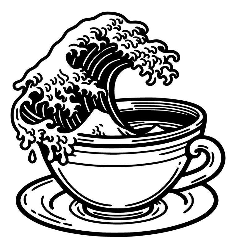 great wave of kanagawa in a cup of tea