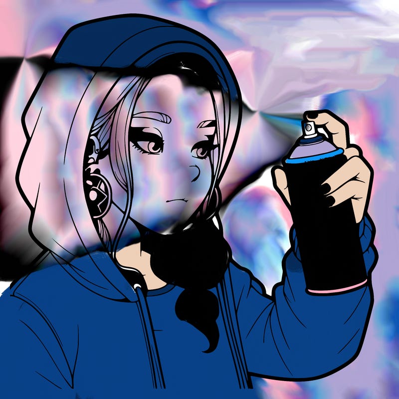 a realistic girl, spray painting