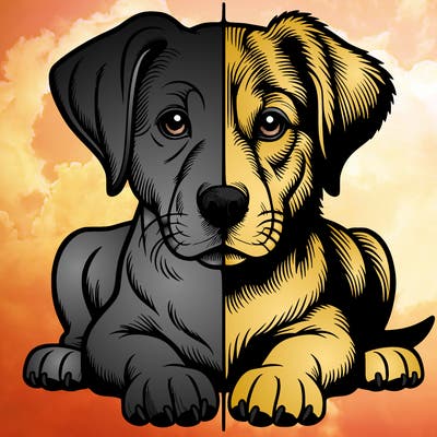 realistic dog split picture