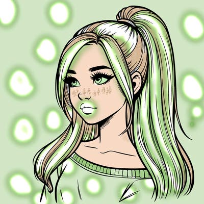 realistic girl with a high ponytail