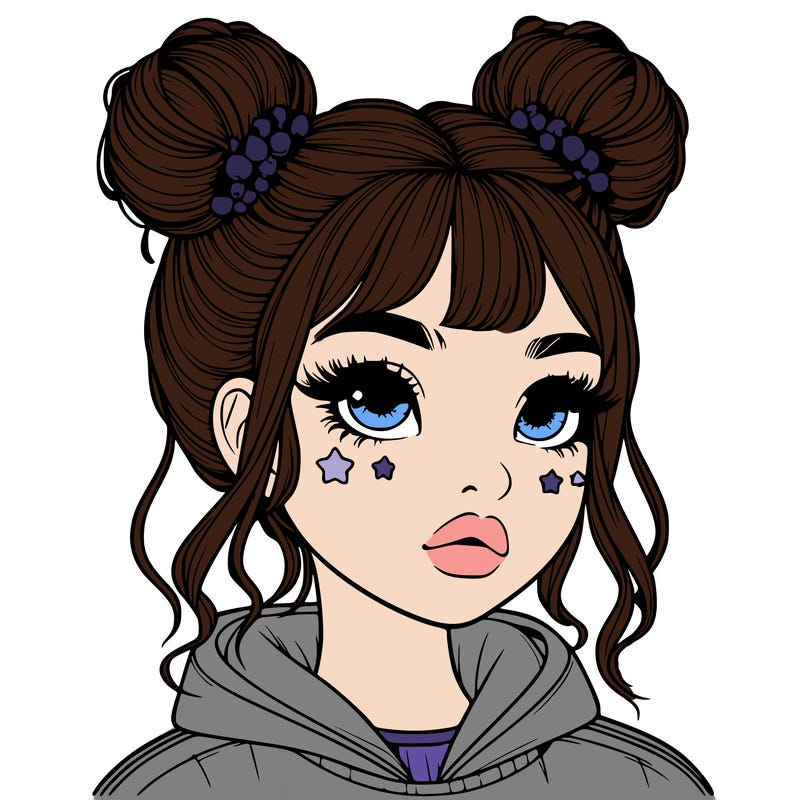 realistic girl with space buns
