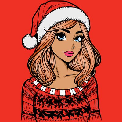 realistic lady in a christmas sweater