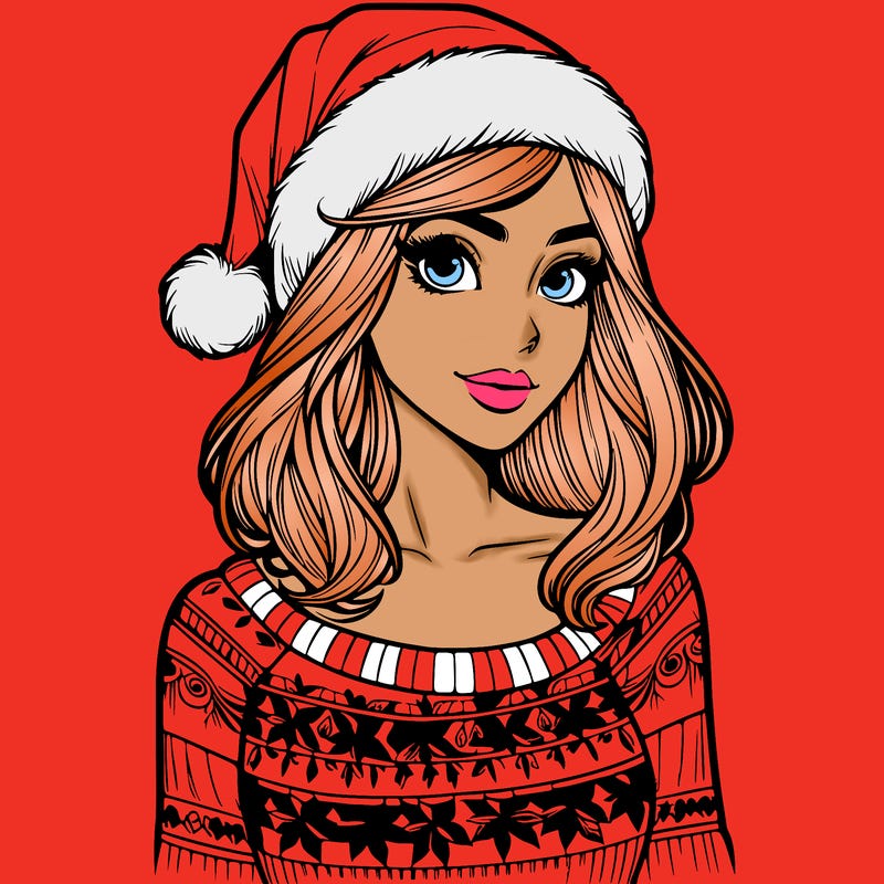 realistic lady in a christmas sweater