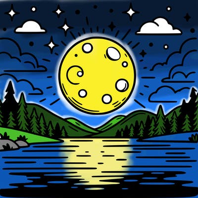 moonlight shining on a lake