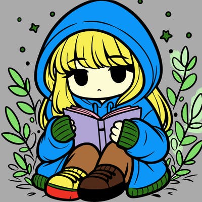 girl in oversized hoodie reading a book