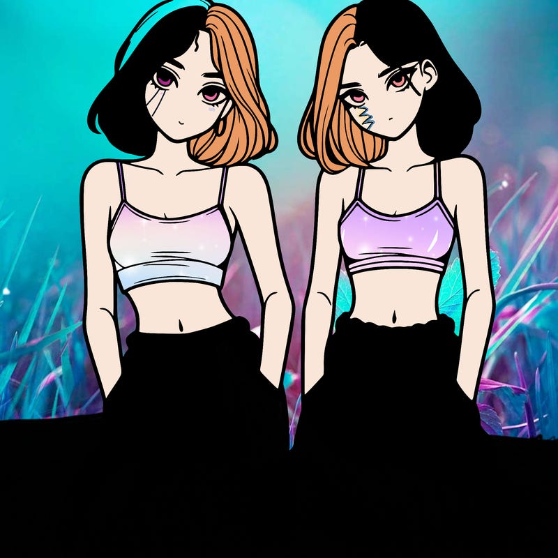 two girls with crop top with baggy pants
