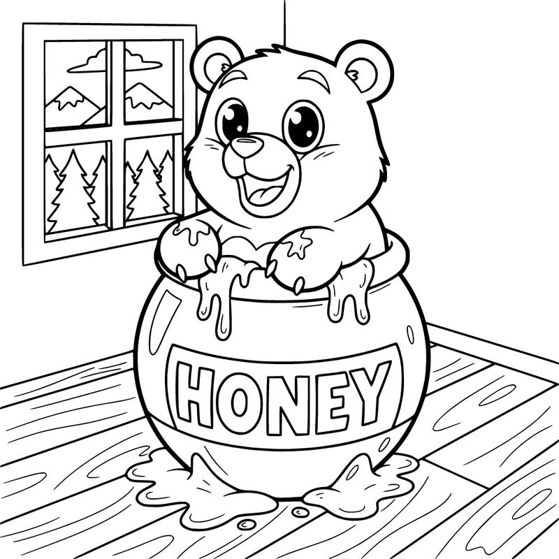 a bear in a honey jar