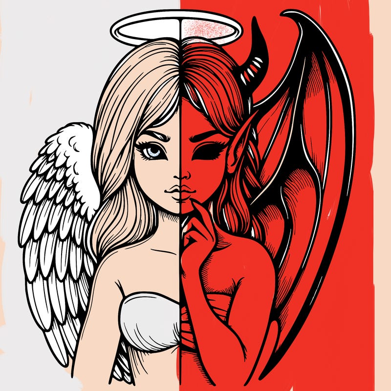 realistic angel half demon