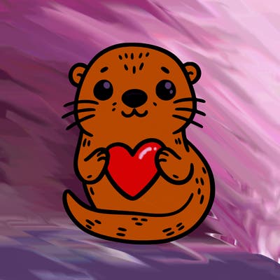 otter with a heart