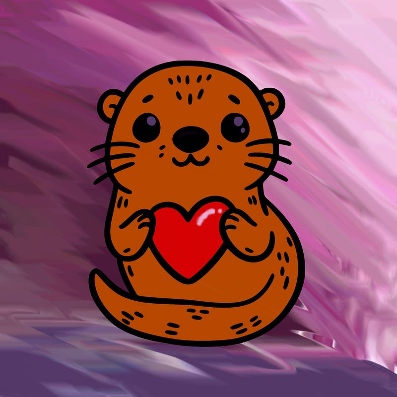 otter with a heart