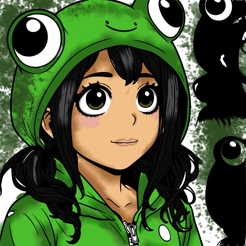realistic girl in frog outfit