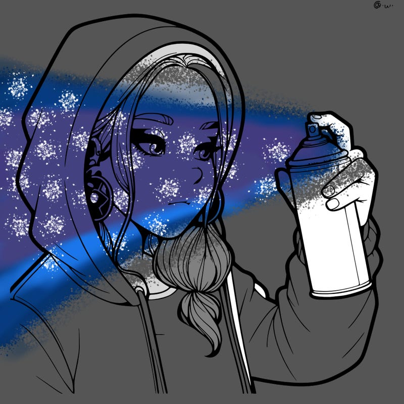 a realistic girl, spray painting