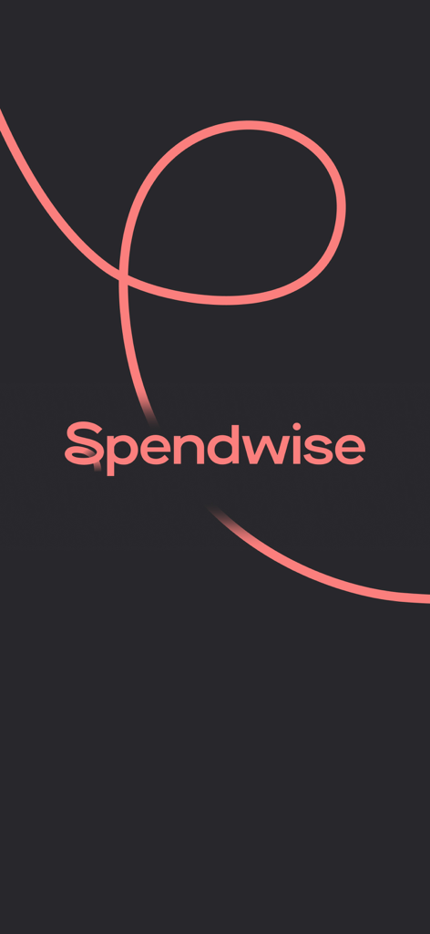Spendwise - Spendwise app splash screen showing the logo and an abstract pink design on a dark background