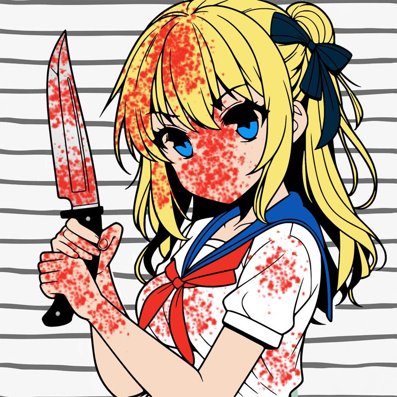 girl holding a knife anime
