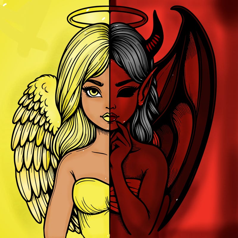 realistic angel half demon