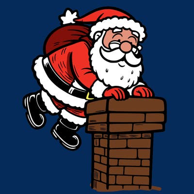 santa climbing down a chimney