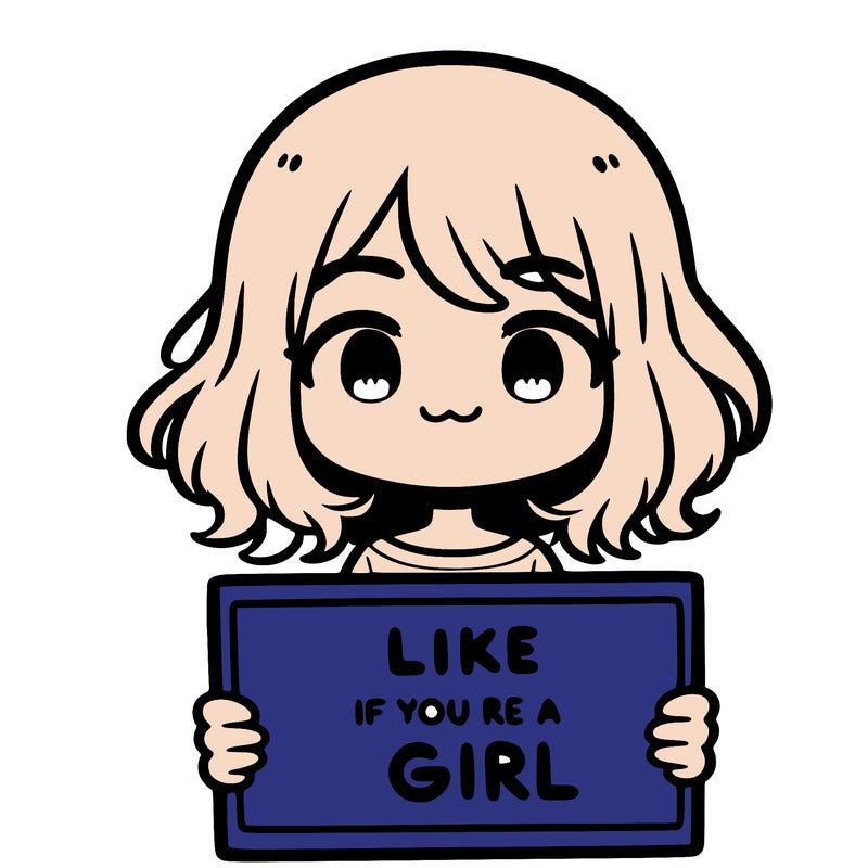 a cute girl holding a sign that says like if you’re a girl