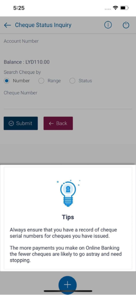 Aman Mobile - Tela do aplicativo Aman Mobile para consulta de status de cheque com uma sobreposição de dicas sobre manutenção de registros e banco on-line.