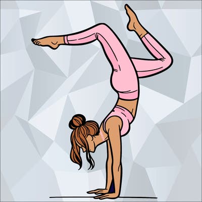 a woman doing a handstand