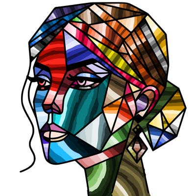 geometric art illustration of a woman's face