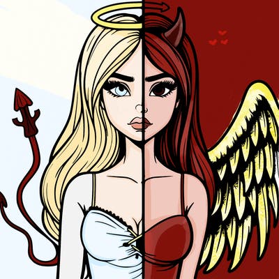 devil vs angel realistic girl