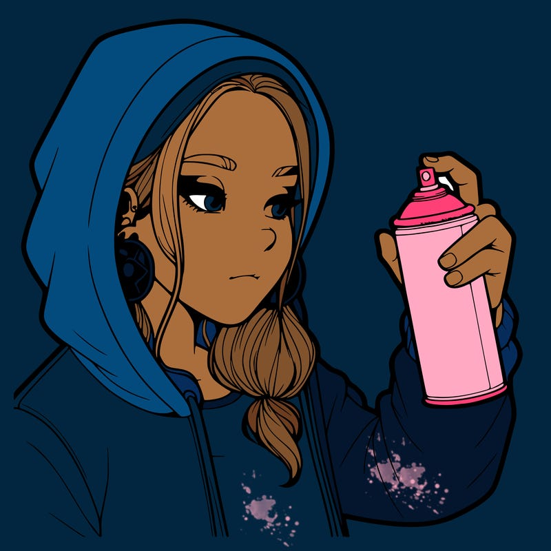 a realistic girl, spray painting