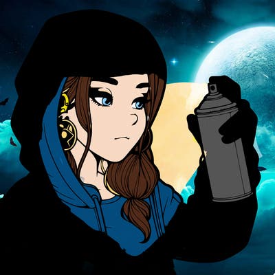 a realistic girl, spray painting