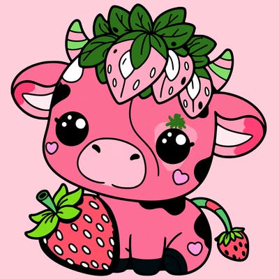 cute strawberry cow