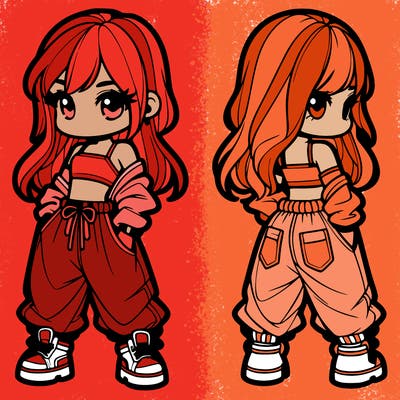 girl in crop top and baggy pants