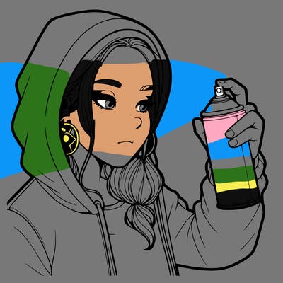 a realistic girl, spray painting