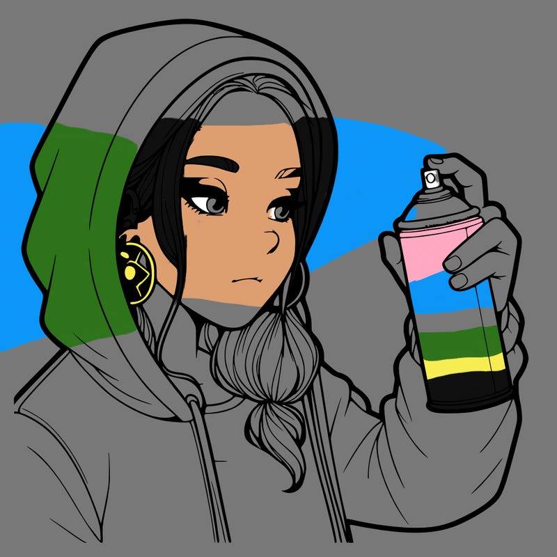 a realistic girl, spray painting