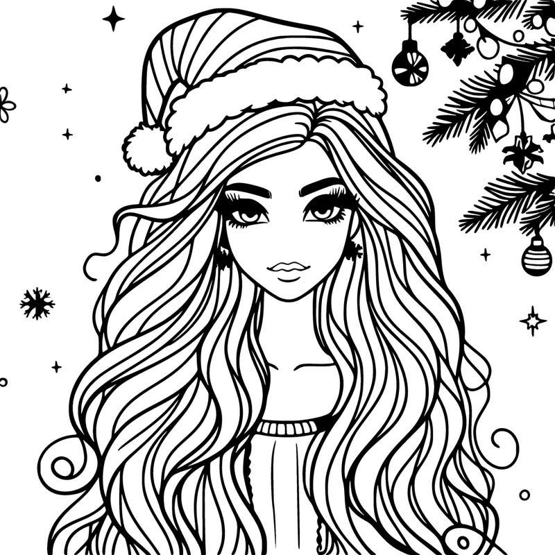 christmas fashionable female model and long hair