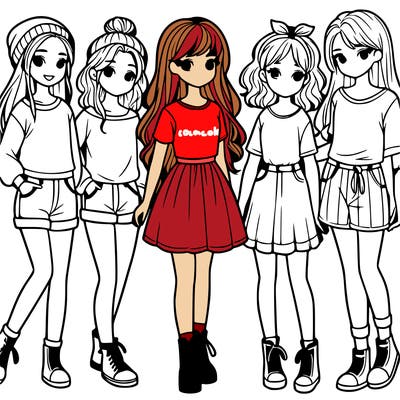 a group of five girls