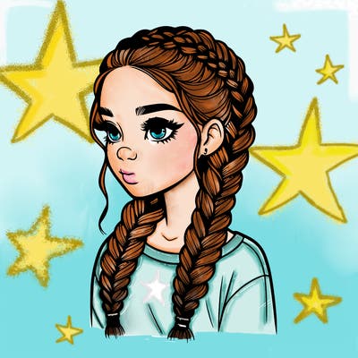 realistic girl with braids