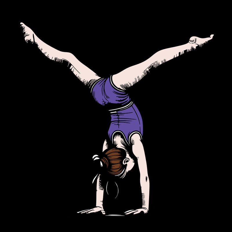 realistic gymnastic hand stand girl in four splits