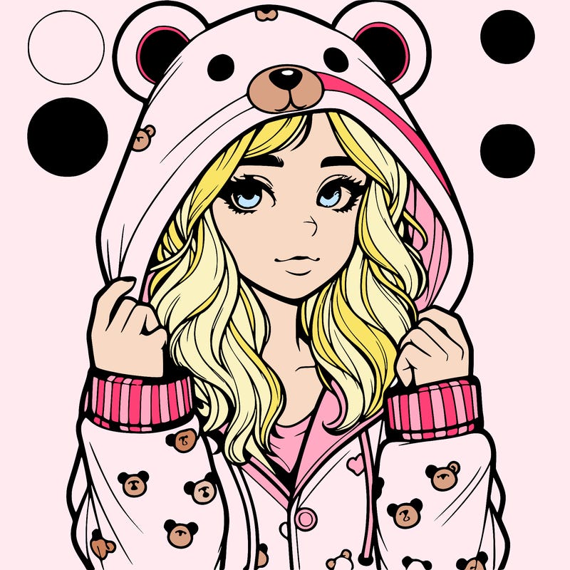 realistic girl in a animal pjs hoodie