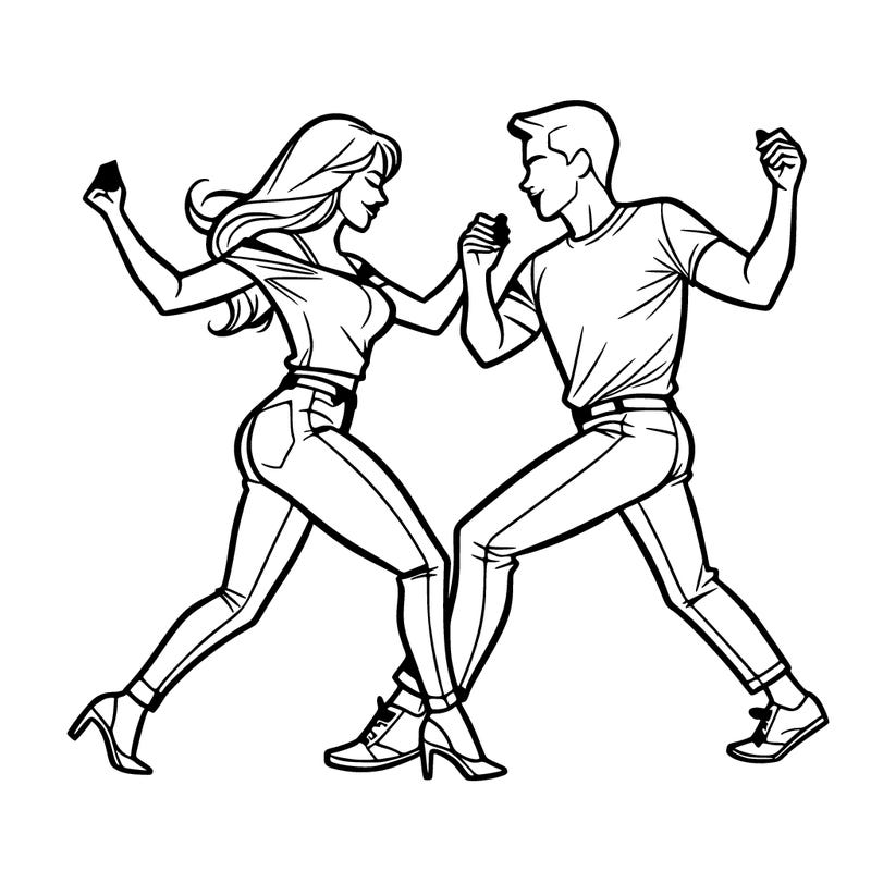 two people dancing realistically