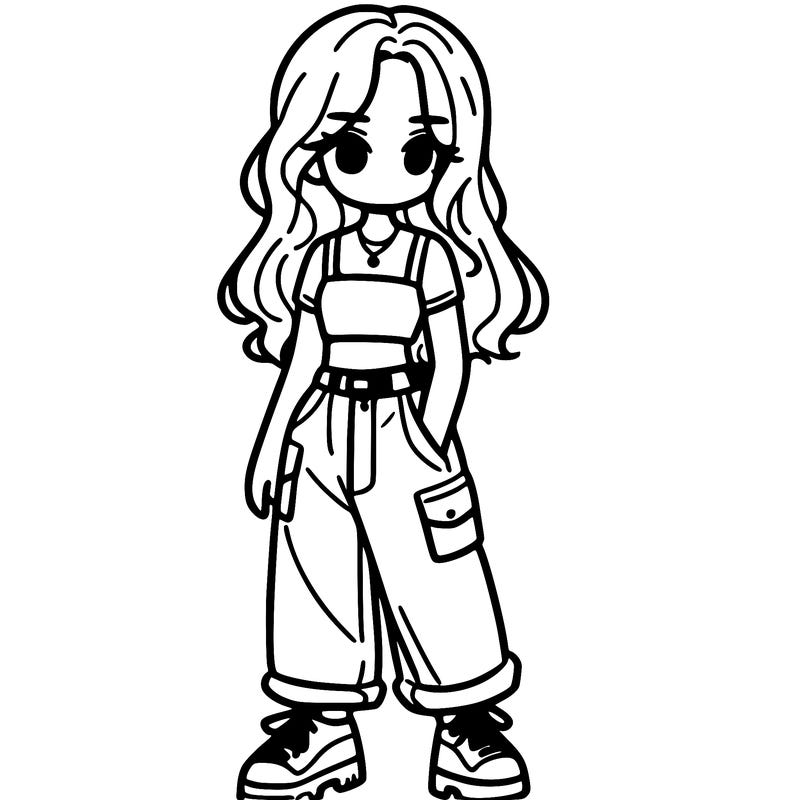 girl in crop top and baggy pants