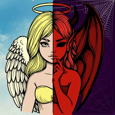 realistic angel half demon