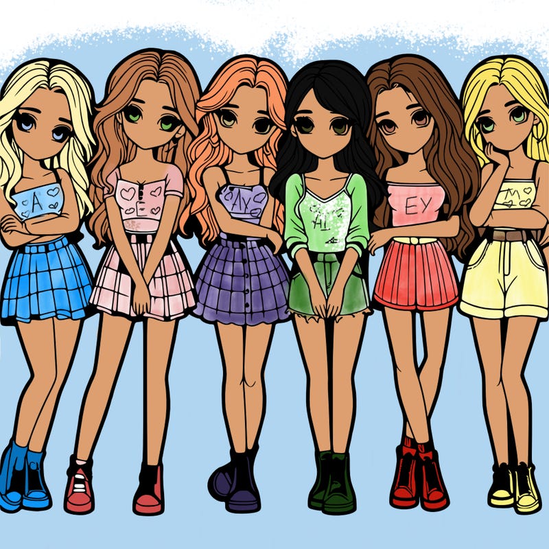 a group of girls realistic