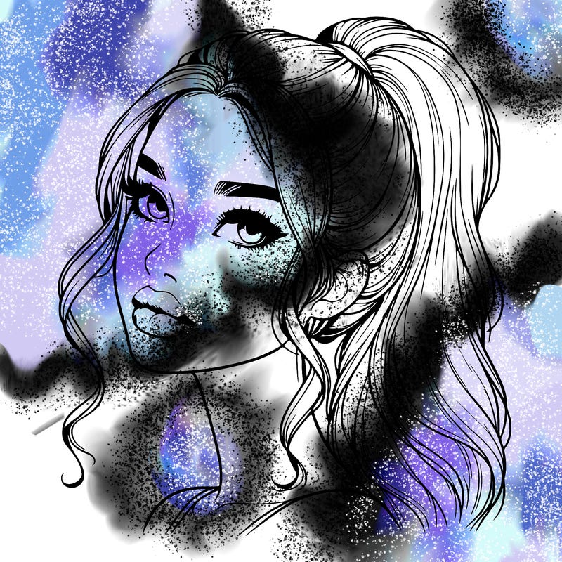 realistic girl with a ponytail on her hair and lips