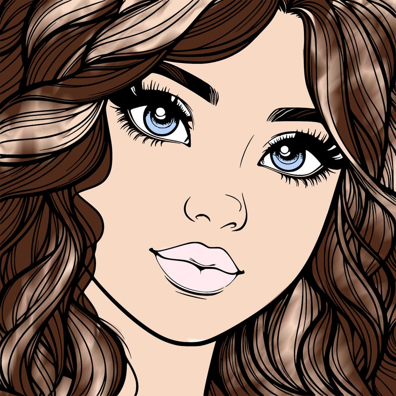 beautiful realistic girl close up to the camera with wavy hair,