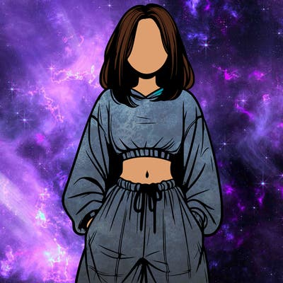 realistic girl faceless with baggy pants and a crop top