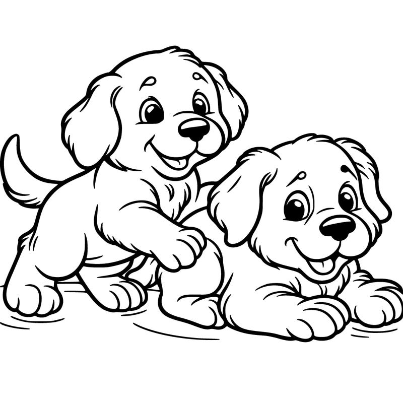 two golden retriever puppies playing