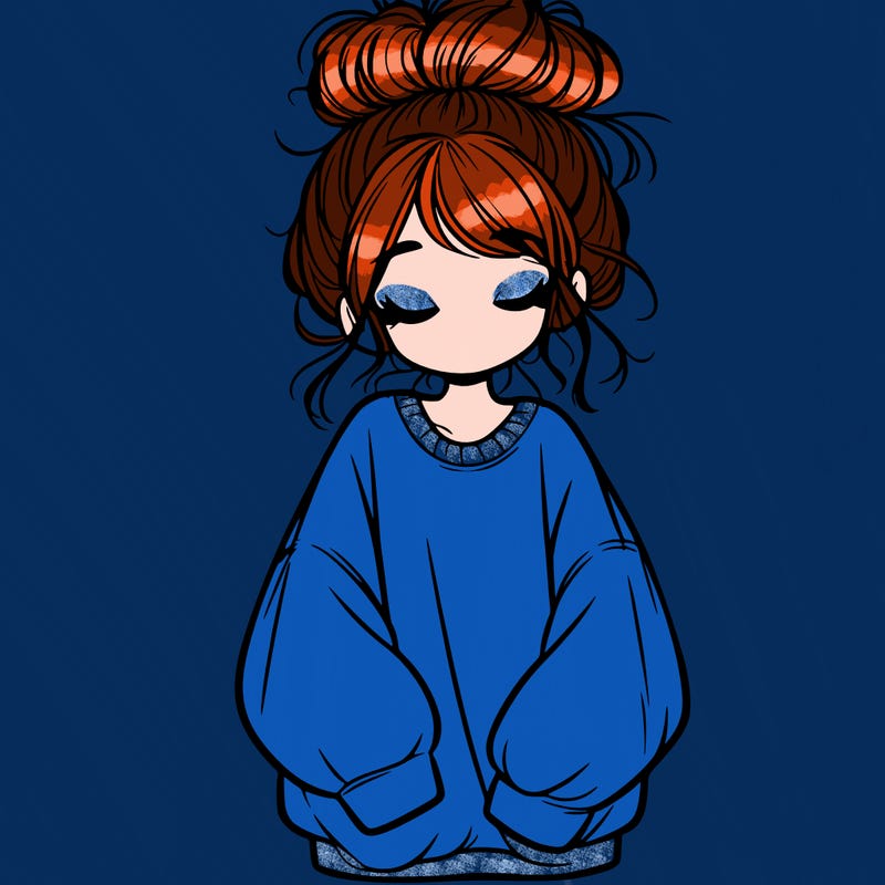 girl with baggy sweatshirt and messy bun