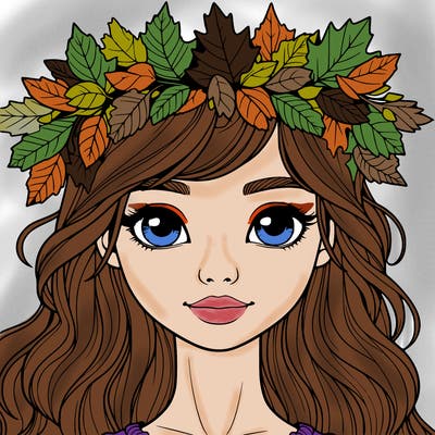 realistic girl with fall leaf crown