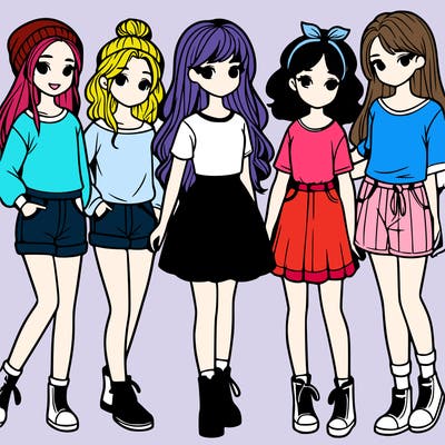 a group of five girls