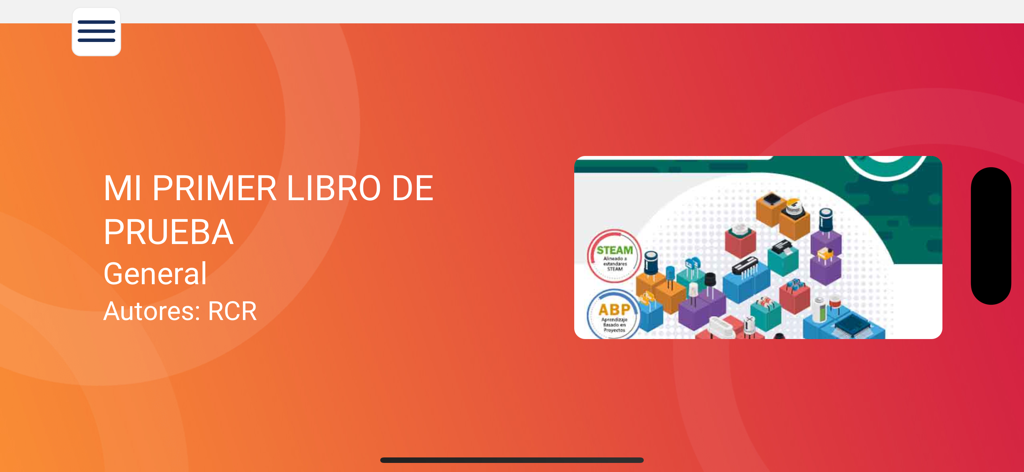 Nimbus GED - Nimbus GED app interface showing a sample digital book title with STEAM and project based learning icons on an orange background